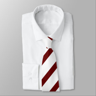 White and Maroon Diagonally-Striped Tie