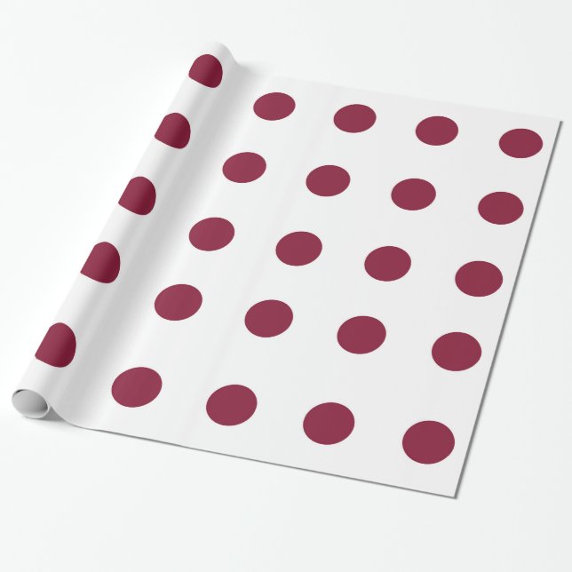 White and Maroon Polka Dot Wrapping Paper (Unrolled)