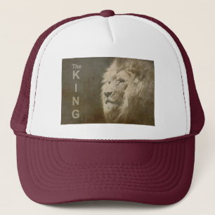 White And Maroon Pop Art Lion Head Elegant Modern Trucker Hat