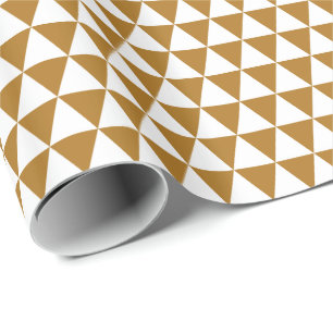White and Matte Gold Triangles Wrapping Paper