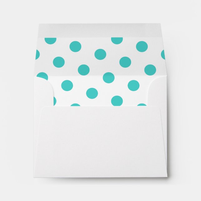 White and Medium Turquoise Polka Dots Envelope (Back (Bottom))