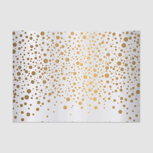 White and Metallic Gold Confetti Tissue Paper (Front)
