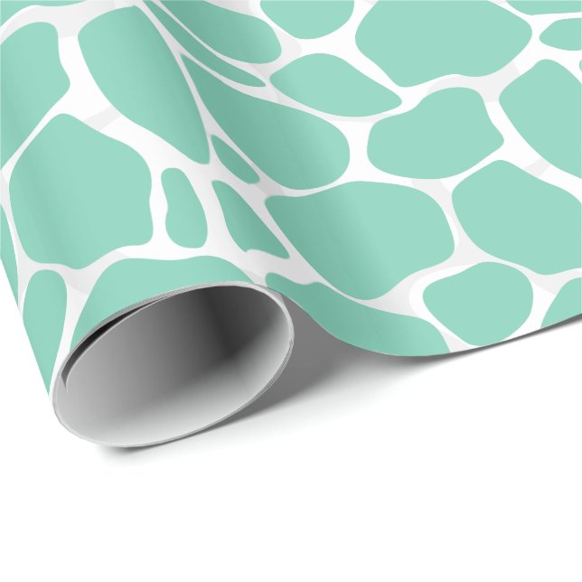 White And Mint-Green Abstract Leopard Pattern Wrapping Paper (Roll Corner)