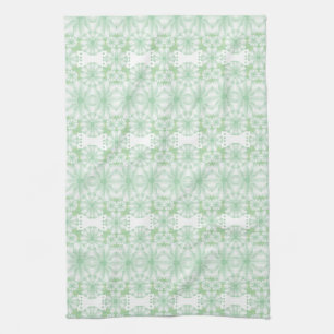 White And Mint Green Floral Kitchen Towel