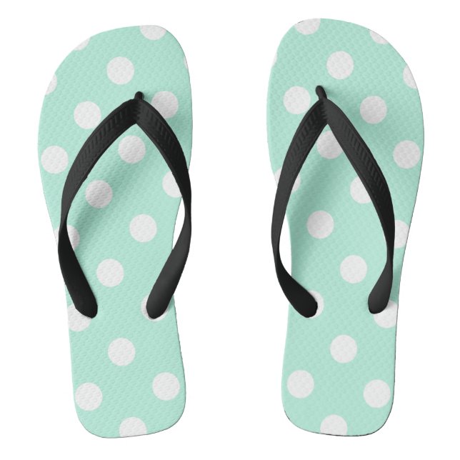 white and mint green polka dot flipflops (Footbed)