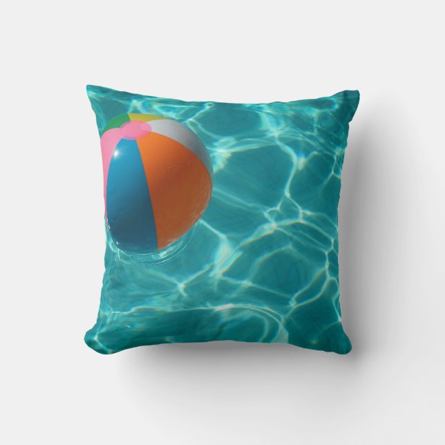 White and multicolored beach ball cushion (Front)