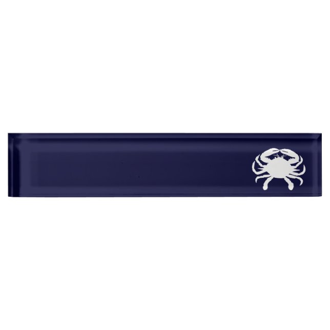 White and Navy Blue Crab Nameplate (Front)