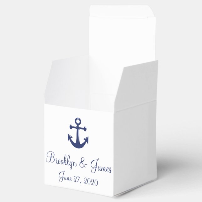 White And Navy Blue Nautical Wedding Favour Boxes (Opened)