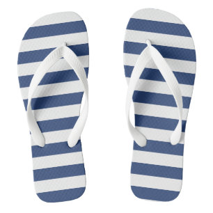 White and Navy Blue Stripes Thongs