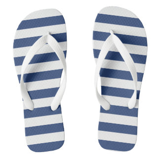 White and Navy Blue Stripes Thongs