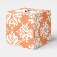 White and Nectarine Damask Wedding Favour Box