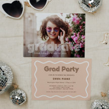 White and Neutral Disco Text and Photo Grad Party