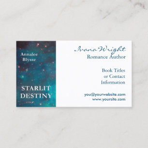 White and Ocean Blue Author Book Cover Business Card