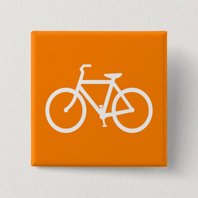 White and Orange Bike 15 Cm Square Badge (Front)