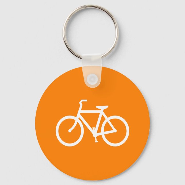 White and Orange Bike Key Ring (Front)