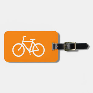 White and Orange Bike Luggage Tag