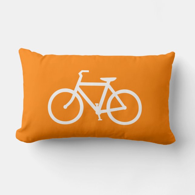 White and Orange Bike Lumbar Cushion (Front)