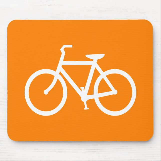 White and Orange Bike Mouse Pad (Front)