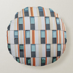 White and orange building round cushion