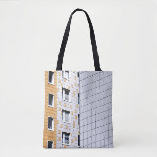 White and orange building tote bag