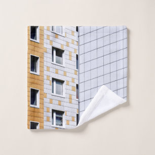 White and orange building wash cloth