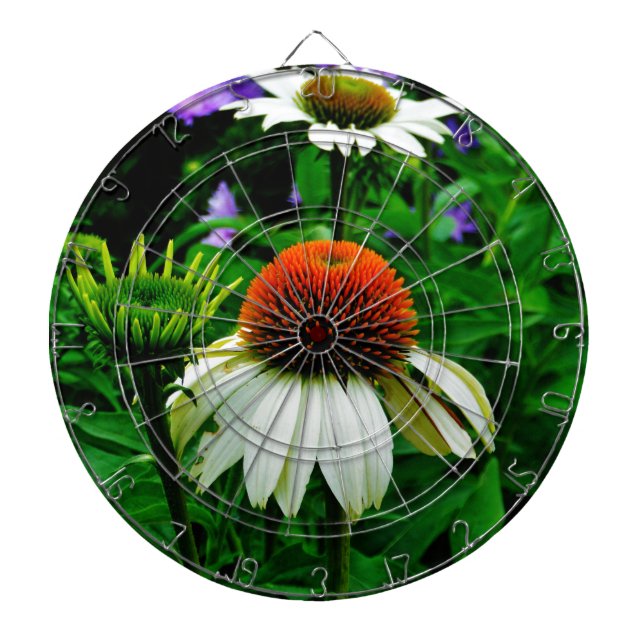 White and Orange ConeFlowers Dartboard (Front)