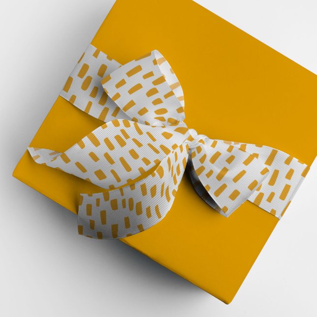 White and Orange Dashing Dots Grosgrain Ribbon (Golden orange on white dashing dots ribbon.)