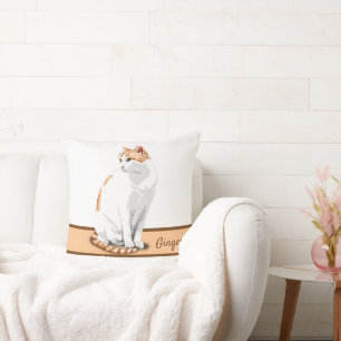 White and Orange Ginger Cat Personalized Cushion