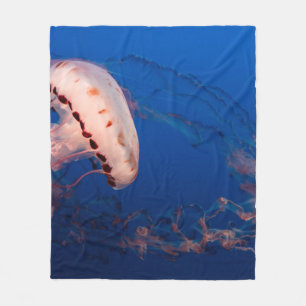 WHITE AND ORANGE JELLYFISH FLEECE BLANKET