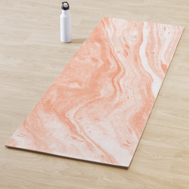 White And Orange Marble Texture Yoga Mat (In Situ)