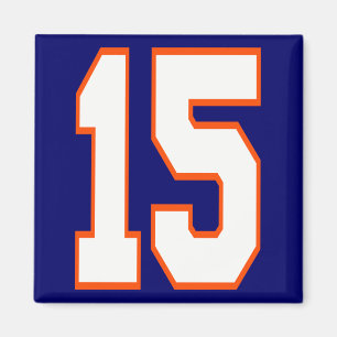 WHITE AND ORANGE NUMBER 15 MAGNET