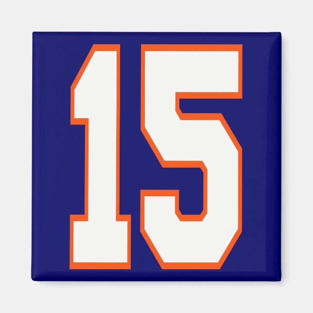 WHITE AND ORANGE NUMBER 15 MAGNET (Front)