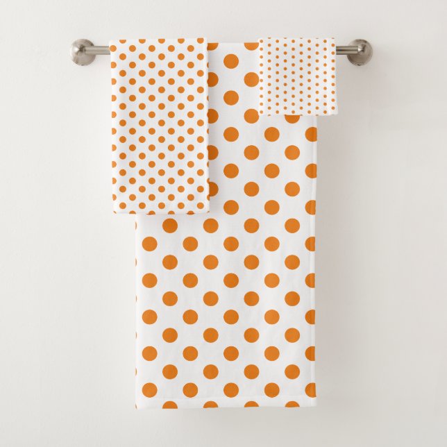 White and Orange Polka Dot Bath Towel Set (Insitu)