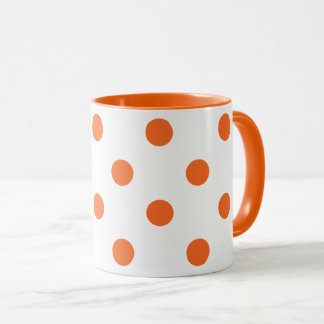 White and Orange Polka Dot Mug