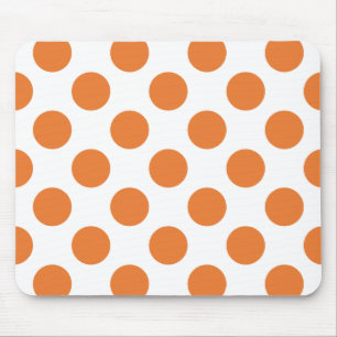 White and Orange Polka Dots Mouse Pad