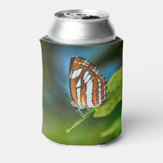 White and Orange Striped Butterfly Can Cooler (Can Back)