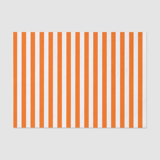 White and Orange Stripes Tissue Paper (Front)