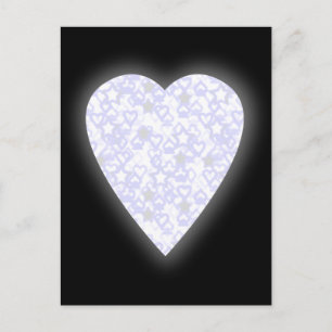 White and Pale Blue Heart. Patterned Heart Design. Postcard