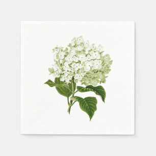 White and Pale Green Antique Hydrangea Flower Napkin