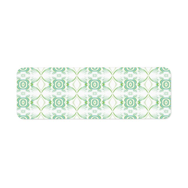 White and Pale Green Flower Pattern. Return Address Label (Front)