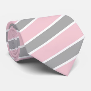 White and Pale Pink Stripes Necktie Custom Colour