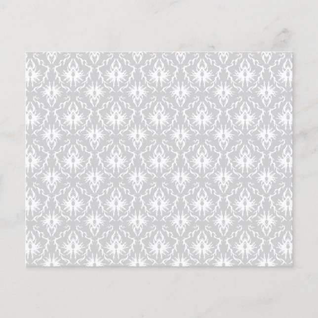 White and Pastel Grey Damask Design. (Front)