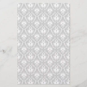 White and Pastel Grey Damask Design. Flyer