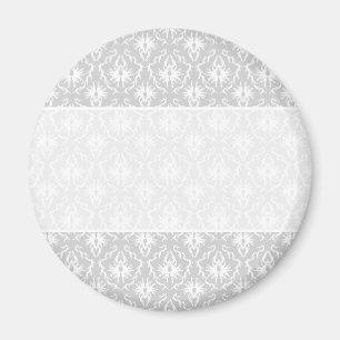 White and Pastel Grey Damask Design. Magnet
