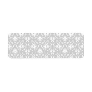 White and Pastel Grey Damask Design. Return Address Label