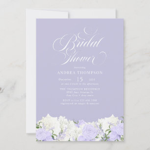 White and Periwinkle   Romantic Bridal Shower Invitation