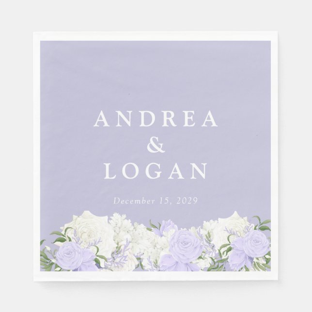 White and Periwinkle | Wedding  Napkin (Front)