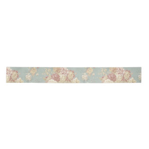White and Pink Blush Roses on Blue background  Satin Ribbon