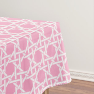 White and Pink Cane Webbing Tablecloth