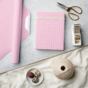 White and Pink Cane Webbing Wrapping Paper